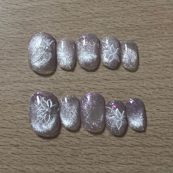 ベリーショート ネイル チップ マグネット ピンク ジェルネイル 夏 シンプル マグネットネイル 花 オフィスネイ ハンドメイド