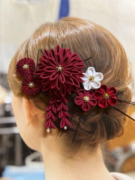 卒業式 成人式 つまみ細工 髪飾り かんざし 七五三 和装 ヘアアクセサリー 前撮 髪飾