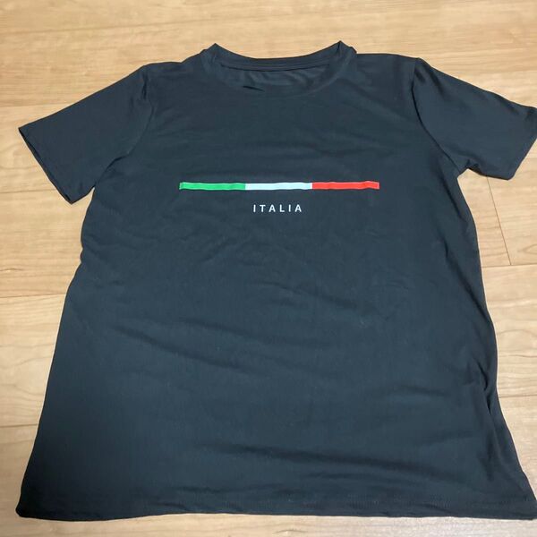 ITALIA Tシャツ 黒 レディース S 大きめ 海外通販購入品