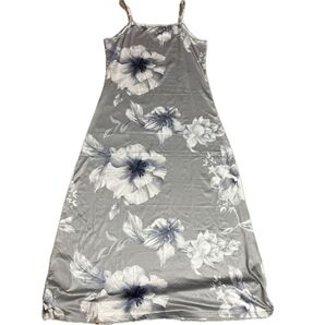 花柄 キャミソールワンピース グレー M ロングドレス ロングワンピース 綺麗め