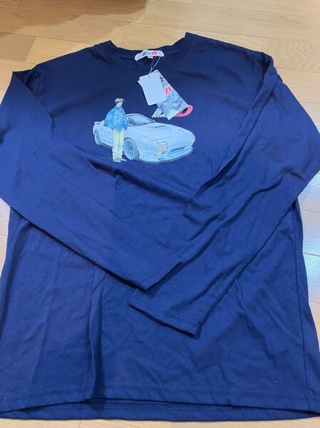 新品 メンズ M ロンT Tシャツ 長袖 長袖Tシャツ ネイビー 頭文字D イニシャルD