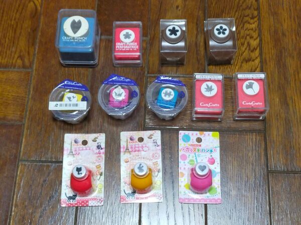 クラフトパンチ12点/CarlaCraftカーラクラフト カール事務器 ミニ サクラフォーチュンクラウンパズルモミジイチョウネコ