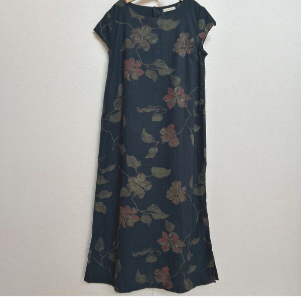 サニークラウズ ワンピース ロング丈 ボタニカル 花柄 フェリシモ M