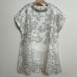 新品 Bou Jeloud ブージュルード 半袖レース シャツ チュニック L