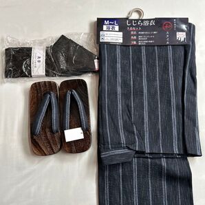 新品 しまむら メンズ 浴衣 3点セット しじら浴衣 M〜L