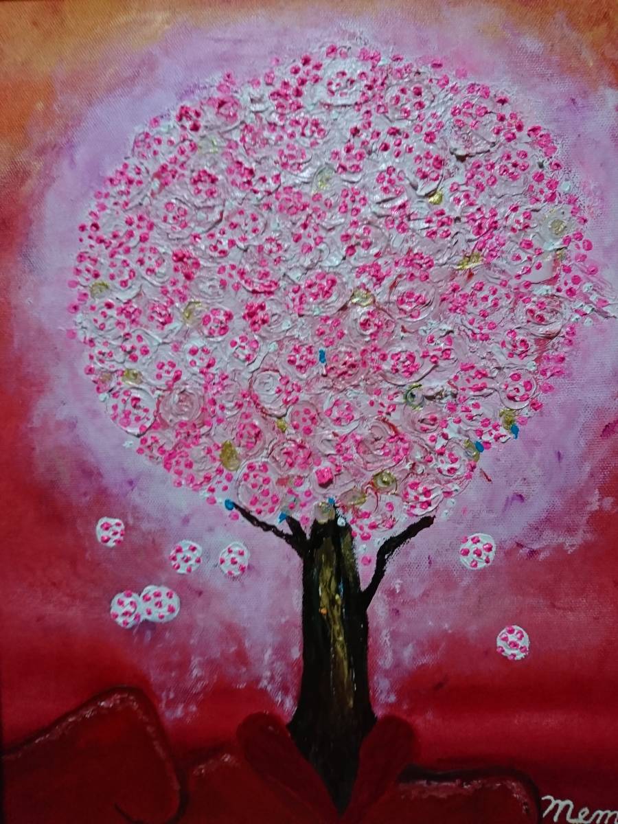 National Art Association, Sato Memi, Cherry Blossoms with a Cigarette in Mouth, Oil painting, F6:40, 9×31, 8cm, One-of-a-kind oil painting, New high-quality oil painting with frame, Autographed and guaranteed to be authentic, Painting, Oil painting, Nature, Landscape painting