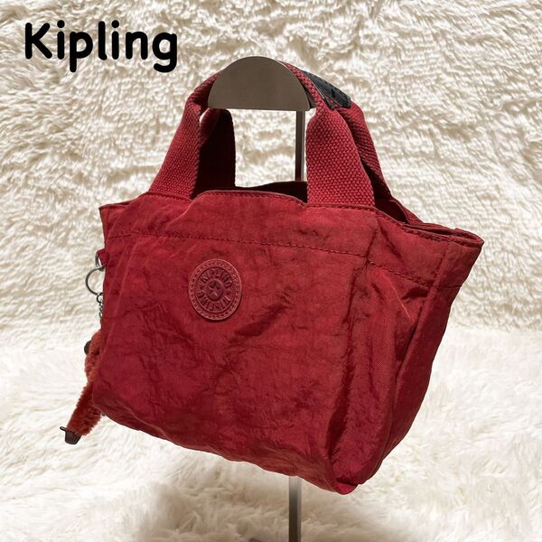 Kipling キプリング ミニバッグ トートバッグ レッド モンキーチャーム