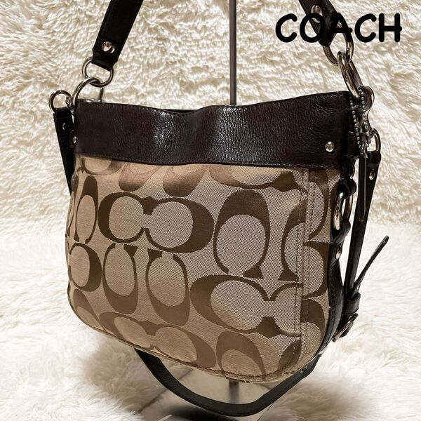 【2way】COACH コーチ シグネチャー ショルダーバッグ クロスボディバッグ ベージュ ブラウン