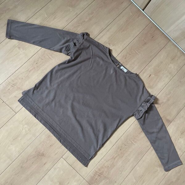 ペアマノン 袖フリル カットソー 長袖Tシャツ 140cm