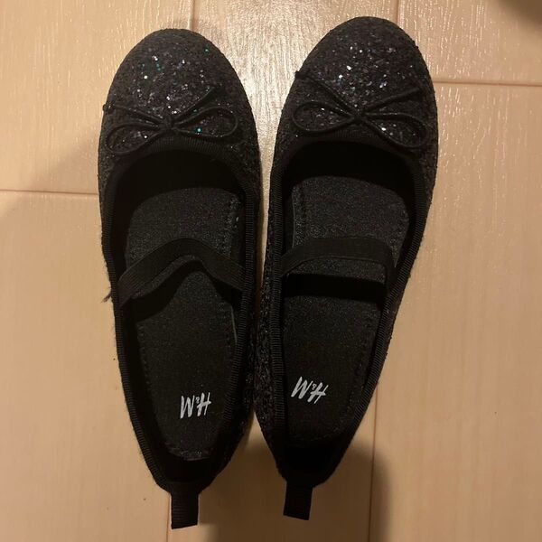 H&M フラットシューズ パンプス ラメ 靴 結婚式 発表会 フォーマル 19cm