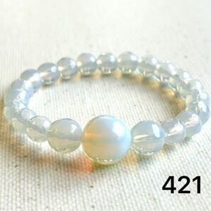 No.421 天然石ブレスレット パワーストーン ハンドメイド ホワイトオパール