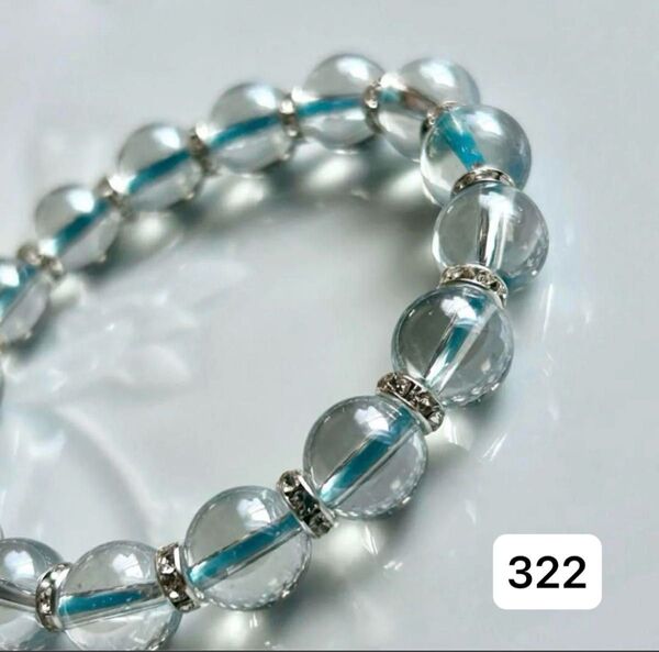 No.322 天然石ブレスレット パワーストーン ハンドメイド アクアオーラ水晶