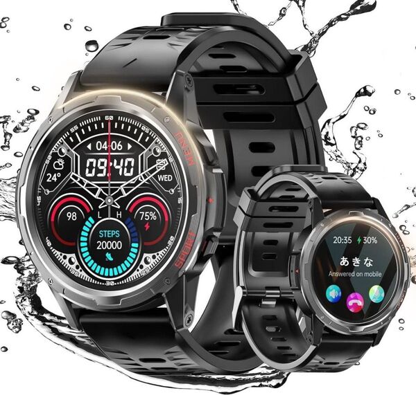 スマートウォッチ 軍用規格】スポーツウォッチ Bluetooth通話 IP67防水 Android/iPhone対応 耐衝撃