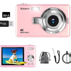 デジカメ4K動画撮影、5000万画素 デジタルカメラ 32GB Micro SDカード付き 2.7インチ大画面 手振れ補正機能