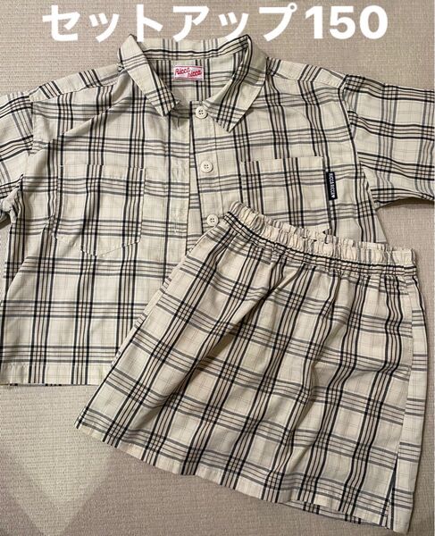 セットアップ ガールズ チェック 上下 スカート 150 女の子 リッカリッカ 夏 半袖 シャツ