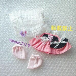 最終価格 新品 20cm ぬいぐるみ服 ぬい服 ワンピース ヘッドドレス ヘアバンド 靴下 リボン 花 ピンク