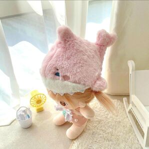 新品 20cm ぬいぐるみ帽子 サメちゃん帽子 ピンク 鮫 被り物 ゴム着脱 ぬい用アクセサリー *服はつきません*