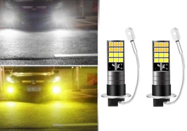H3 LED フォグランプ 12V/24V兼用 ホワイト&イエロー 三菱ふそう 日野 ギガ レンジャープロ トラック 車検対応