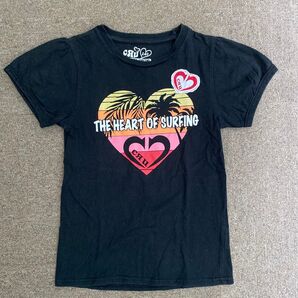130 140 CRU ハートのサーフィンTシャツ 黒 半袖Tシャツ