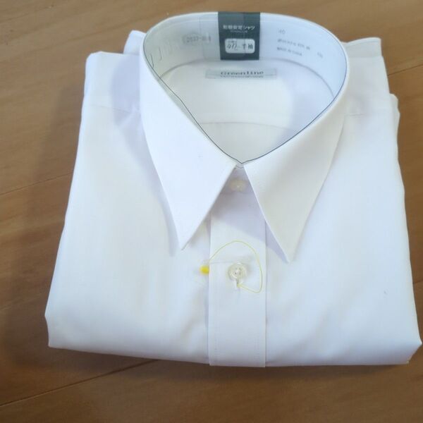 新品 Greenline 形態安定 半袖ワイシャツ 白 無地 L-40 白無地