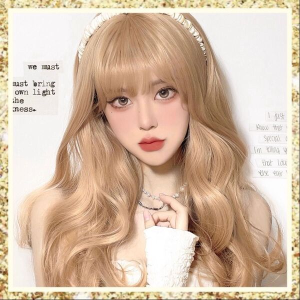 ウィッグ ゴールド 金髪 かつら ロング カール コスプレ ブロンド 仮装 フルウィッグ ウェーブ 自然 プラチナ 女装