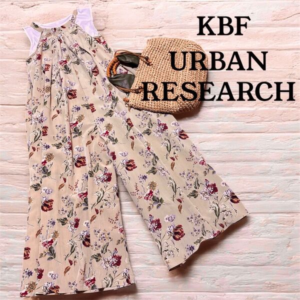 超美品KBF URBAN RESEARCH フラワープリント サロペット ノースリーブ F 春夏