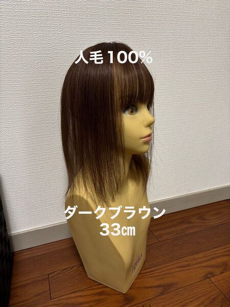 人毛ミディアムウィッグ ヘアピース トップピース 部分ウィッグ 頭頂部ウィッグ