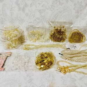 ハンドメイド素材 資材 パール ビーズ チェーン まとめ売り アクセサリー 大量 リース ヘアアクセサリー