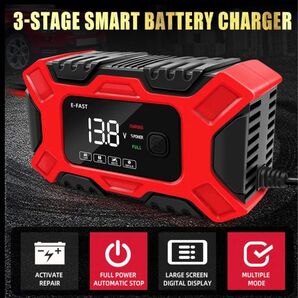 12v-6Aバッテリー充電器/大型LEDデジタルディスプレイ/チャージャー/修復機 パルスバッテリー充電器 バッテリーチャージャー