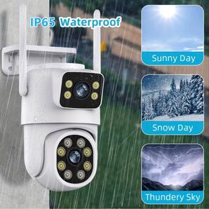 IP65防水仕様AI自動追跡 2.4G/4MP Wi-Fi強力電波防犯カメラ 2眼レンズ 動体検知 sdカード録画 家庭用