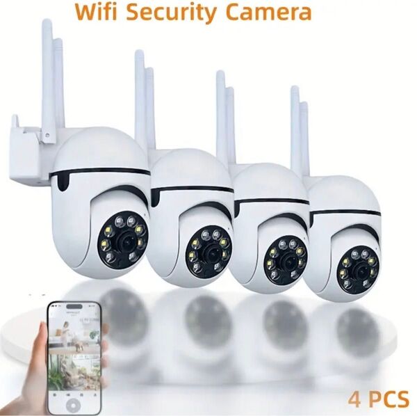 【4台セット】防犯カメラ 見守りカメラ ペットカメラ 監視カメラ 屋内カメラ セキュリティ WiFi