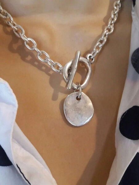 シルバーチェーンチョーカーネックレス 約50cm. 男女兼用 メンズ レディース125672