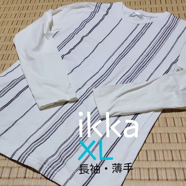 ikka 薄手長袖カットソー ステッチ刺繍