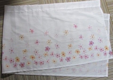 ニトリ 花柄X格子レース調 カフェカーテン 150X45