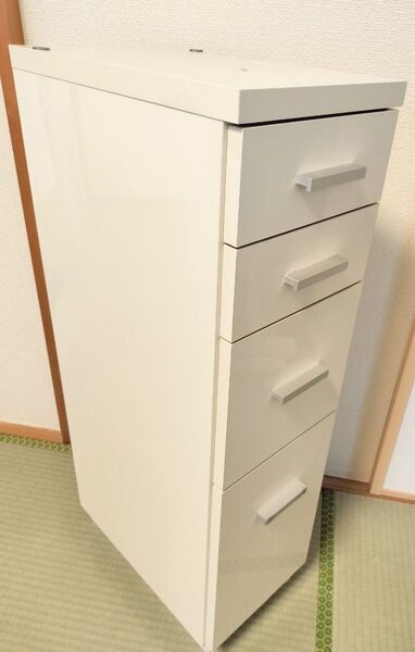 ◆◆◆キッチンカウンター下収納 スキマ収納 スリム 引き出し4つ ホワイト◆◆◆