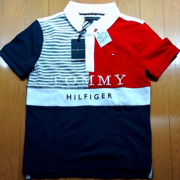 新品 TOMMY HILFIGER ポロシャツ 140 タグ付 トミーヒルフィガー マルチ柄
