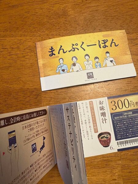 大戸屋 まんぷくーぽん 300円券×15枚切り離し済 有効期限2025/06/20
