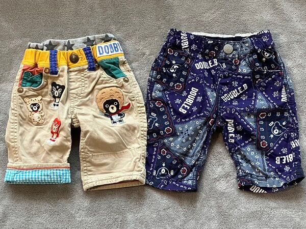 ミキハウス ダブルビー ハーフパンツ90 2枚セット