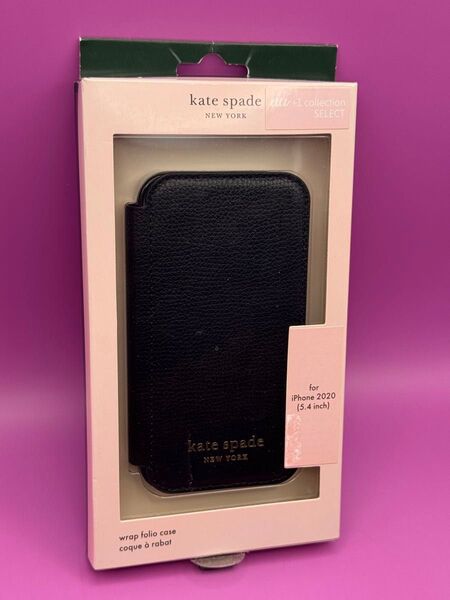 正規品iPhone12 mini ケイトスペード ブックタイプケース/Black