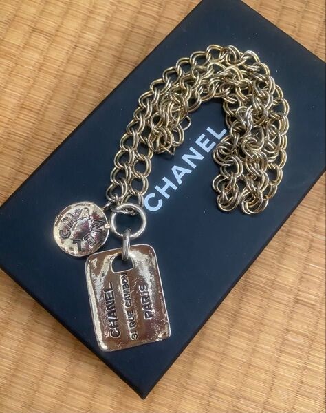 シャネル CHANEL ゴールド プレート ネックレス ロゴ