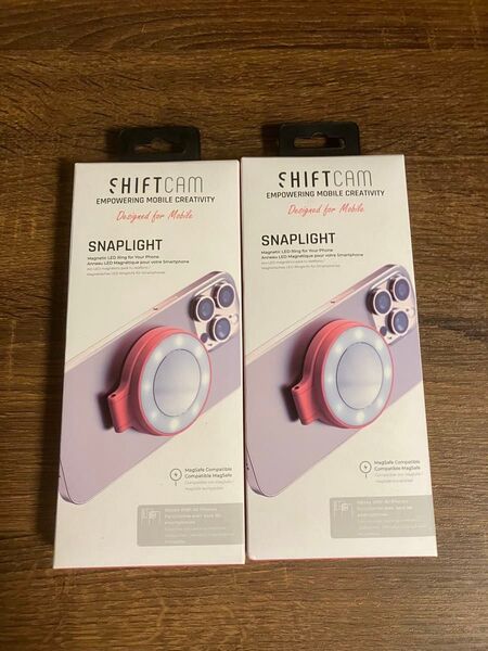 ShiftCam SnapLight 充電式LEDリングライト ピンク 2点