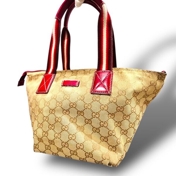GUCCI グッチ GGキャンバス キャンバス ハンドバッグ GG柄 ベージュ シェリーライン