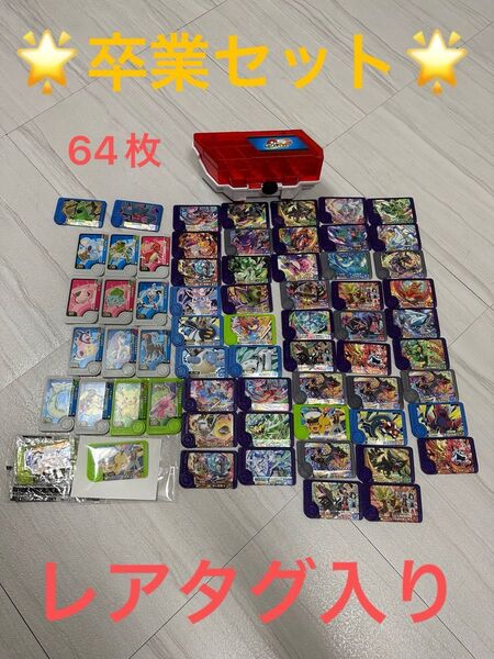 64枚 レアタグ入り ポケモンフレンダ卒業セット ケース付き メザスタ オーガポン リザードン ルカリオ ウガツホムラ