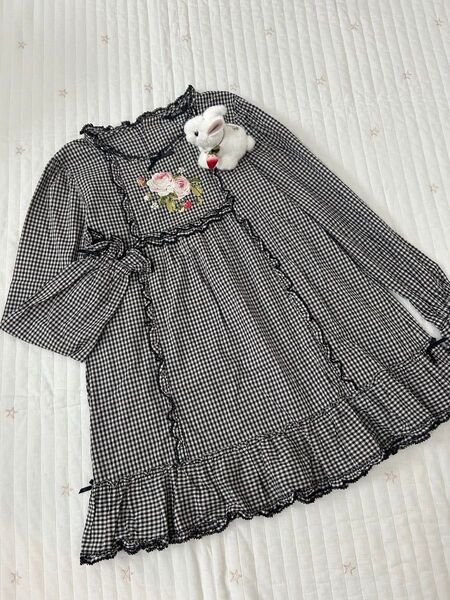 ピンクハウス チュニック ブラウス 長袖 薔薇 刺繍 ローズ ピコフリル