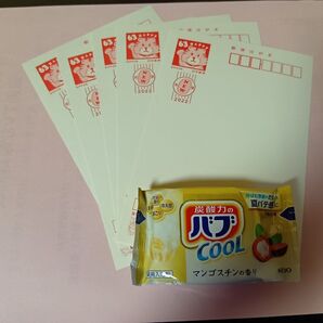 2022年 年賀ハガキ 5枚。花王 バブ 1個