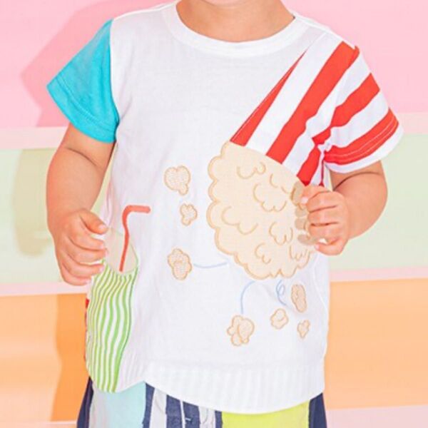 新品 ベイビーチアー 80cm 半袖Tシャツ ポップコーン トップス 半袖 Tシャツ キッズ BABY CHEER ベビー 半袖