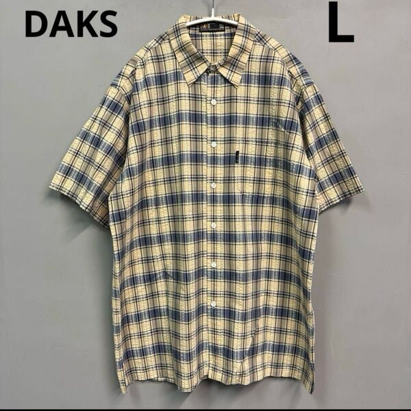 DAKS カッターシャツ L トップス 半袖 シャツ チェック メンズ