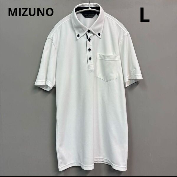 MIZUNO ポロシャツ ホワイト 半袖 L メンズ トップス Tシャツ