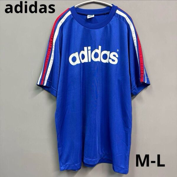 アディダス サッカーシャツ ゲームシャツ ブルー トップス Tシャツ M L