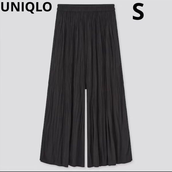 UNIQLO ワッシャーサテンスカートパンツ 丈標準 ブラック S